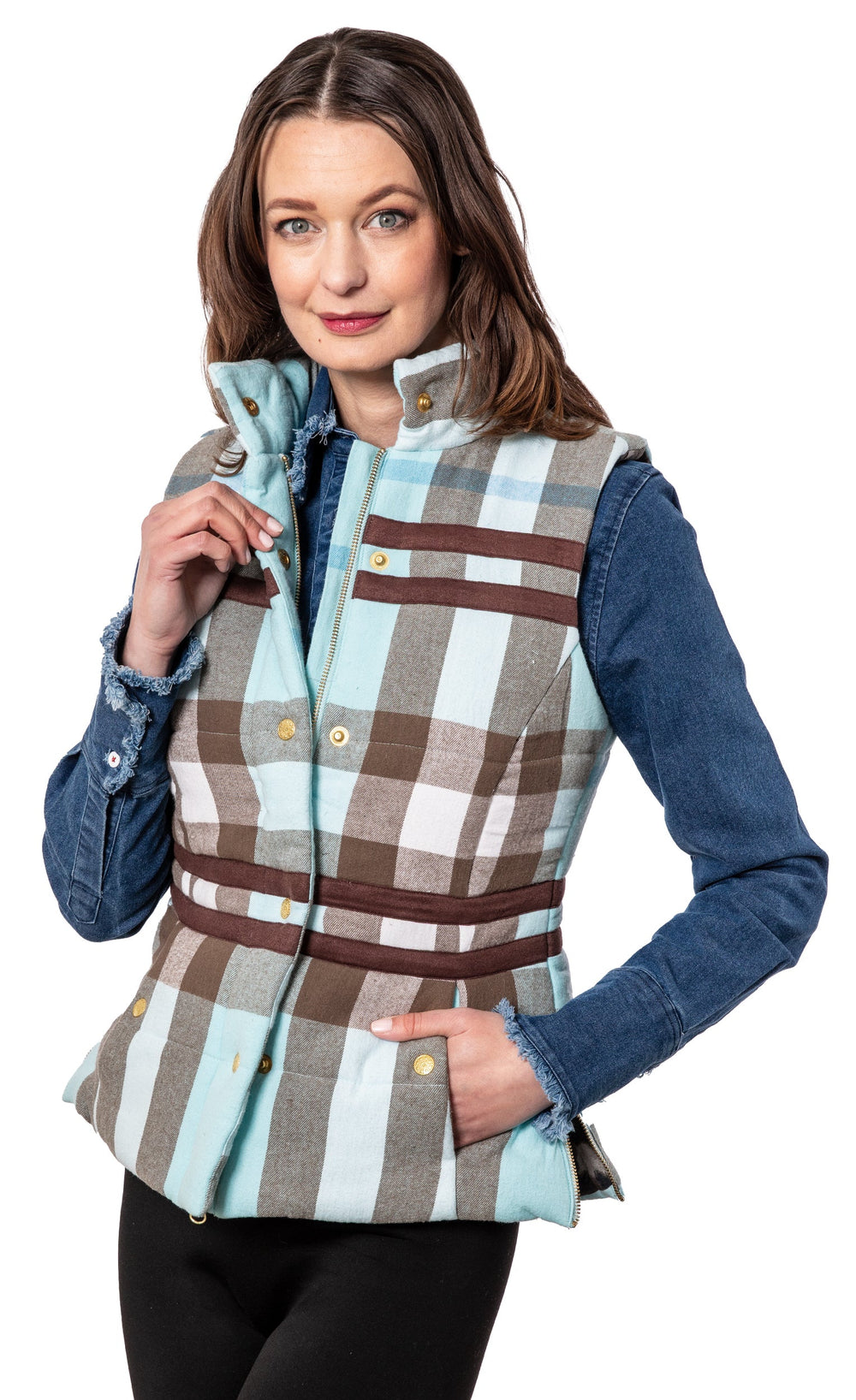Dizzy-Lizzie Rosey Vest - Plaid Flannel available at Barbara Katz