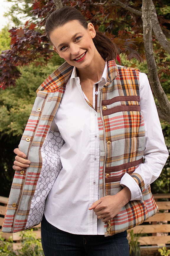 Dizzy-Lizzie Rosey Vest - Multu Plaid Flannel available at Barbara Katz