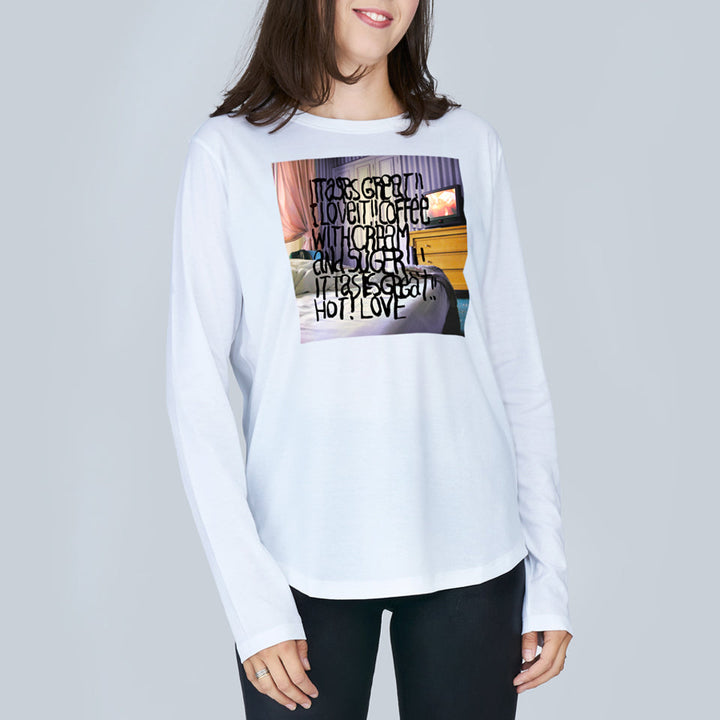 Suzi Roher The Catherine Long Sleeve Tee - Coffee in Bed available at Barbara Katz