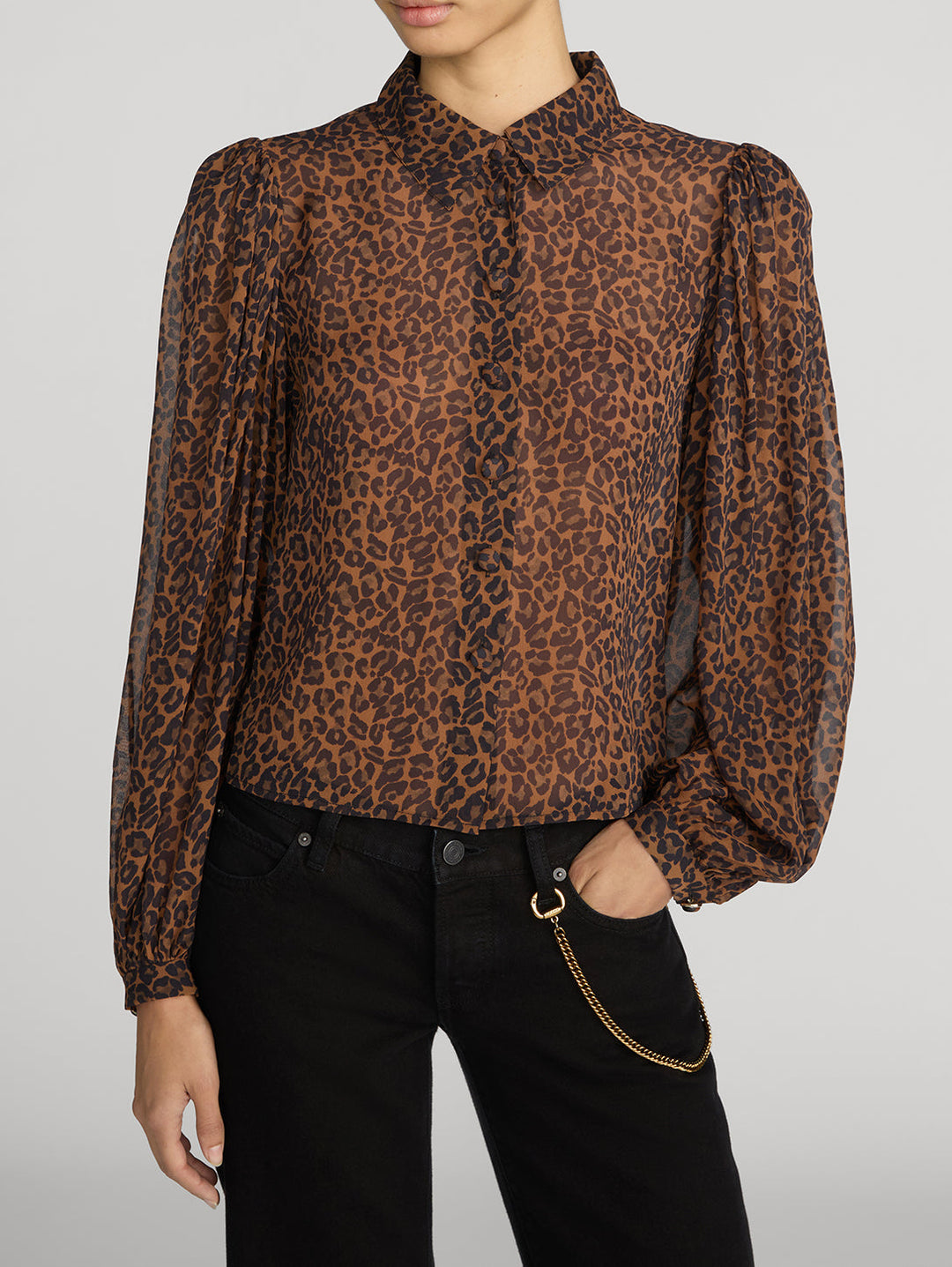 Frame The Silk Prairie Shirt in Light Leopard available at Barbara Katz