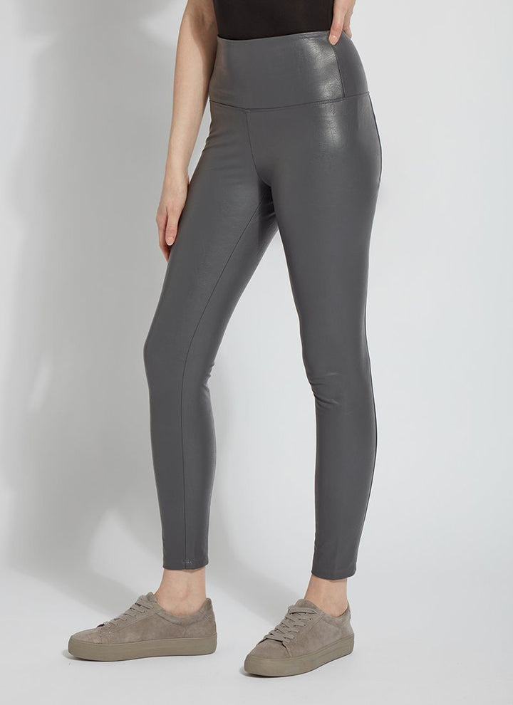 Textured Vegan Leather Shaper Legging - Solid Charcoal