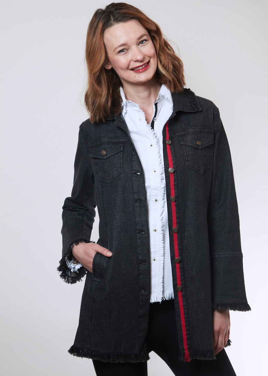 Dizzy-Lizzie Park Slope Denim Jacket - Black available at Barbara Katz
