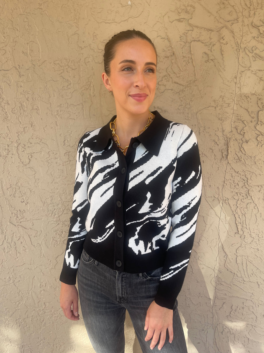 Marble Button Down Cardigan
