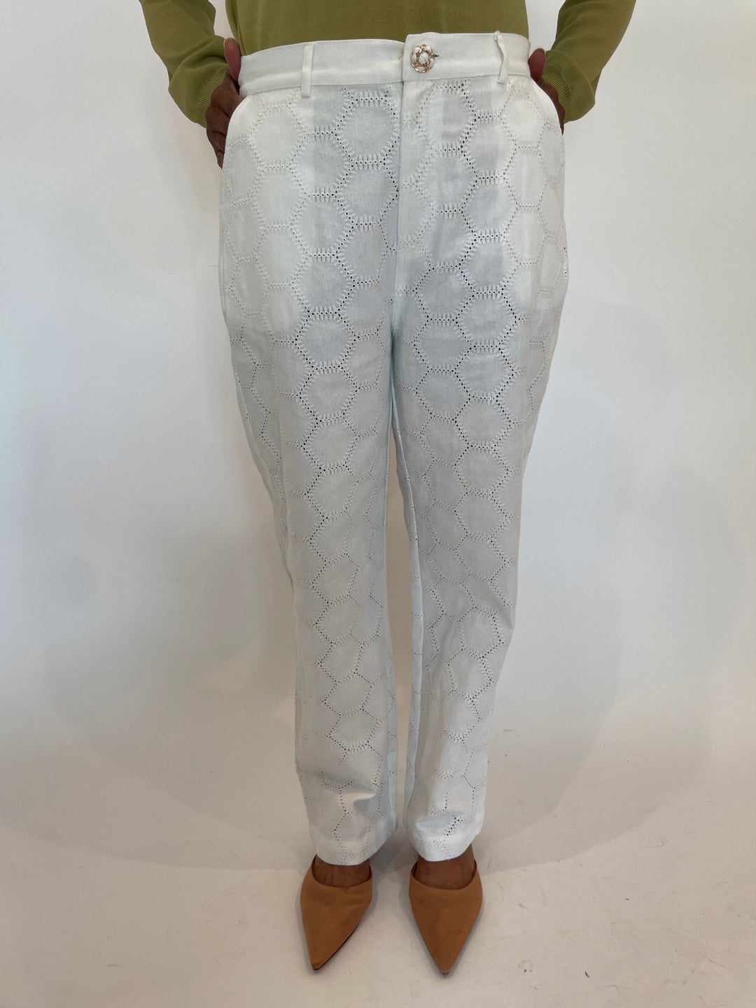 Leo & Ugo Lace Pants in White available at Barbara Katz
