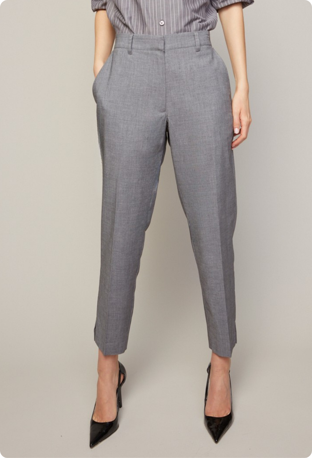Adroit Atelier Bruce Slim Leg Ankle Pant With Slit in Light Charcoal available at Barbara Katz