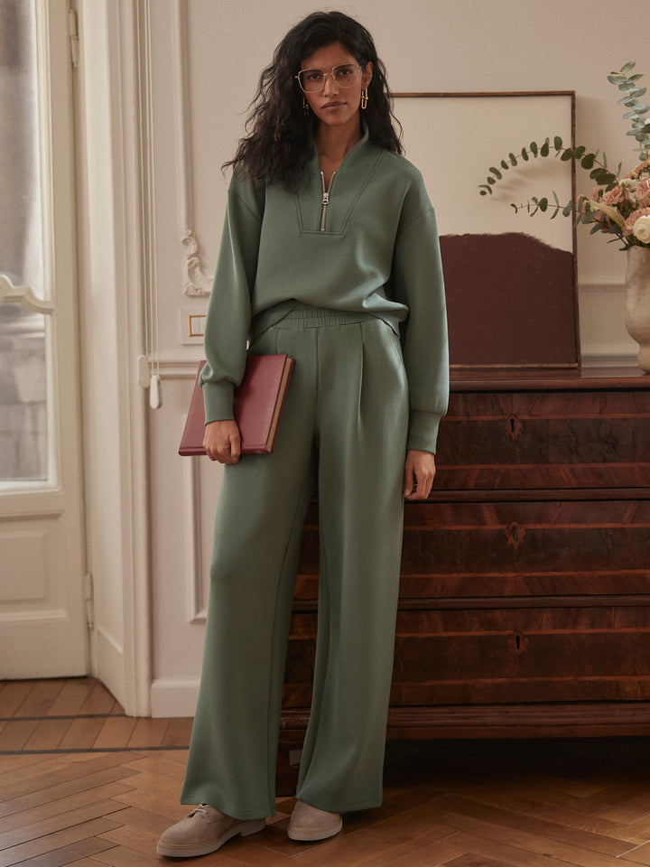 Varley The Extra Wide Leg Pant 29.5" in Dark Forest available at Barbara Katz