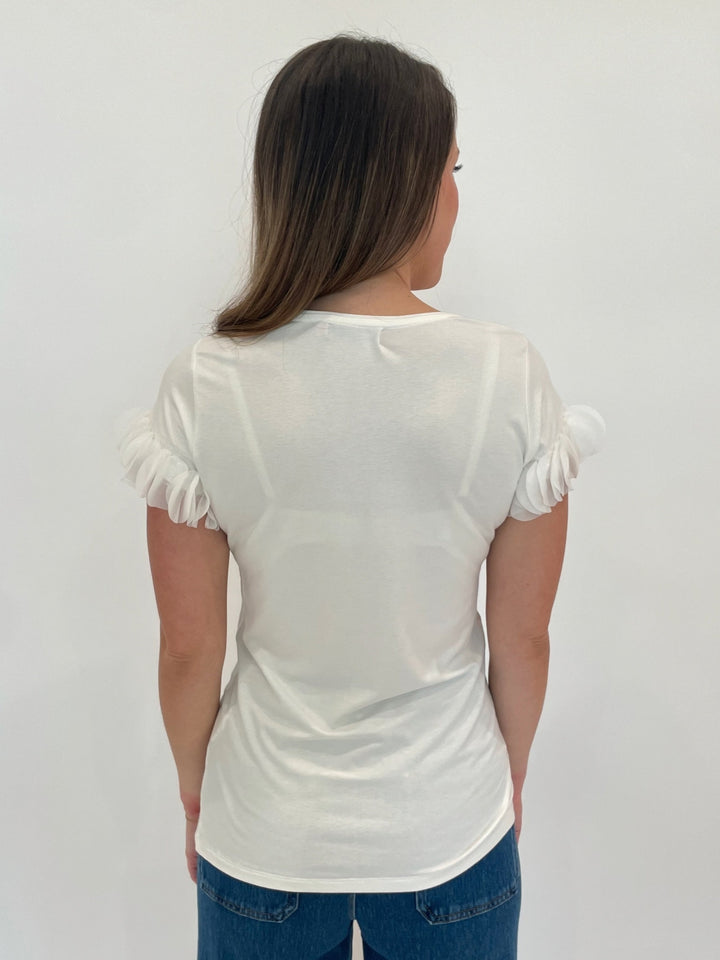Bariloche Acapulco Ruffle Top in White available at Barbara Katz