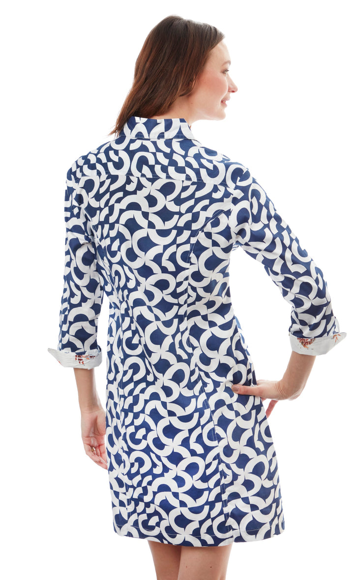 Dizzy-Lizzie Sag Harbor Dress - Navy White Broken Circle available at Barbara Katz