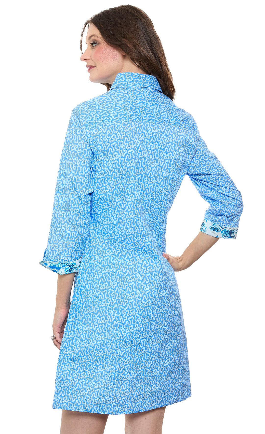 Dizzy-Lizzie Sag Harbor Dress - Blue Coral Print available at Barbara Katz