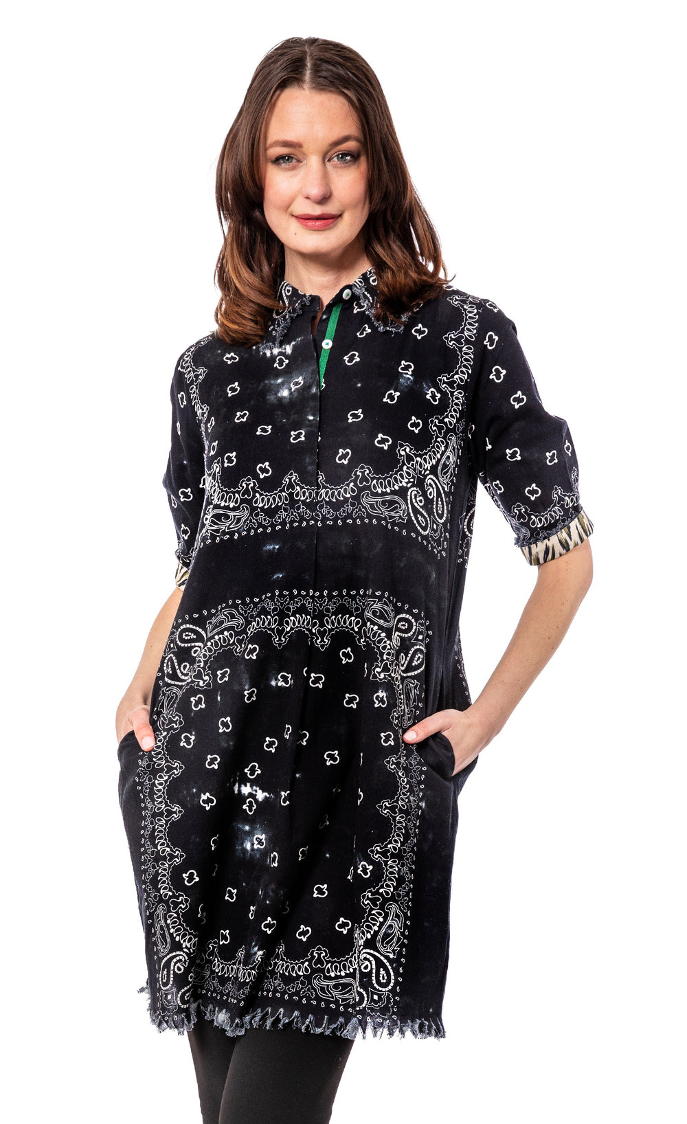 Dizzy-Lizzie Chatham Dress - Black Bandana Print available at Barbara Katz