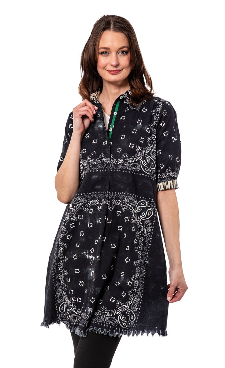 Dizzy-Lizzie Chatham Dress - Black Bandana Print available at Barbara Katz