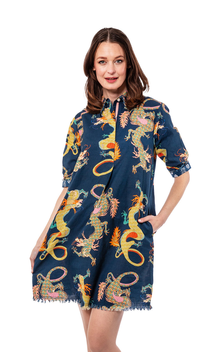 Dizzy-Lizzie Chatham Dress - Navy Dragon available at Barbara Katz
