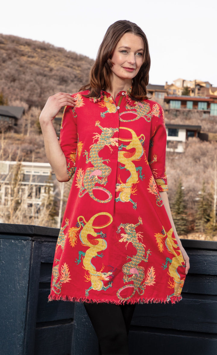 Dizzy-Lizzie Chatham Dress - Red Dragon Print available at Barbara Katz