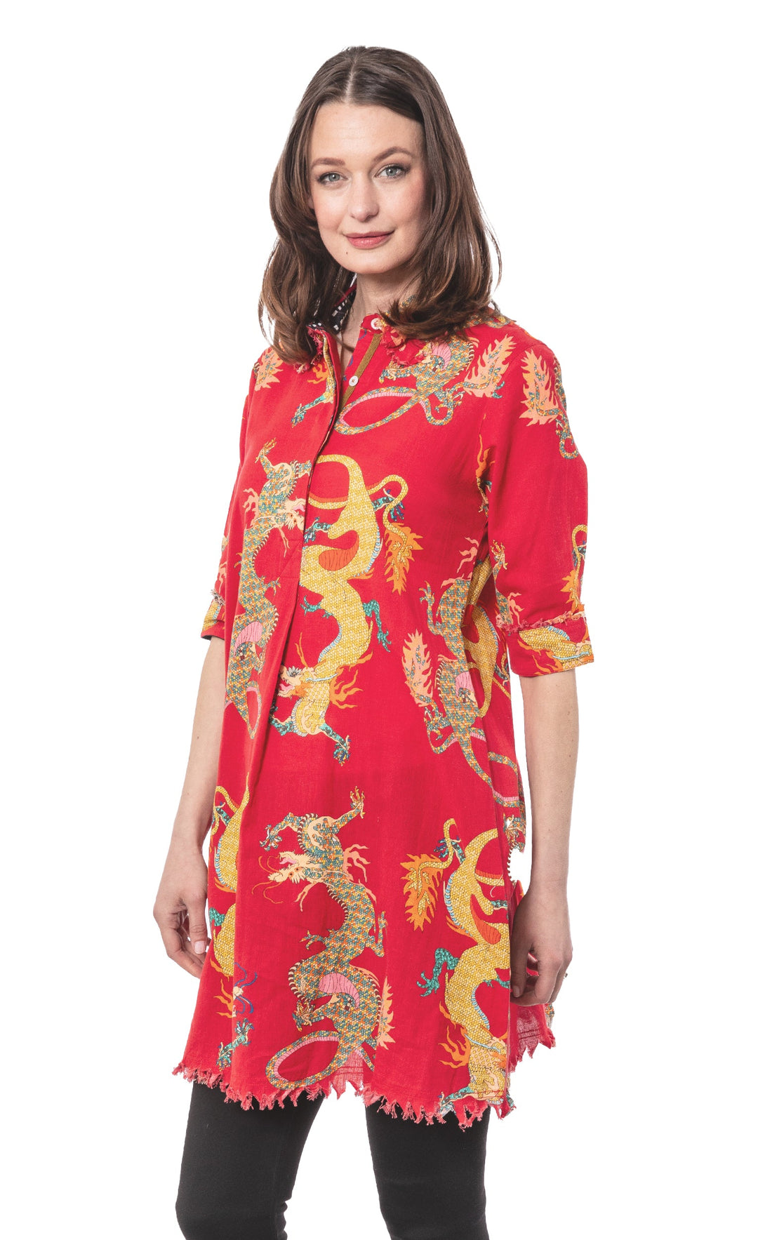 Dizzy-Lizzie Chatham Dress - Red Dragon Print available at Barbara Katz