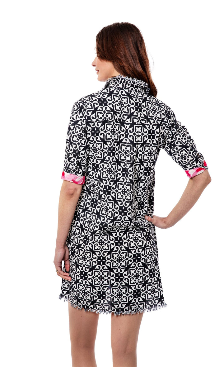 Dizzy-Lizzie Chatham Dress - Black White Geo available at Barbara Katz