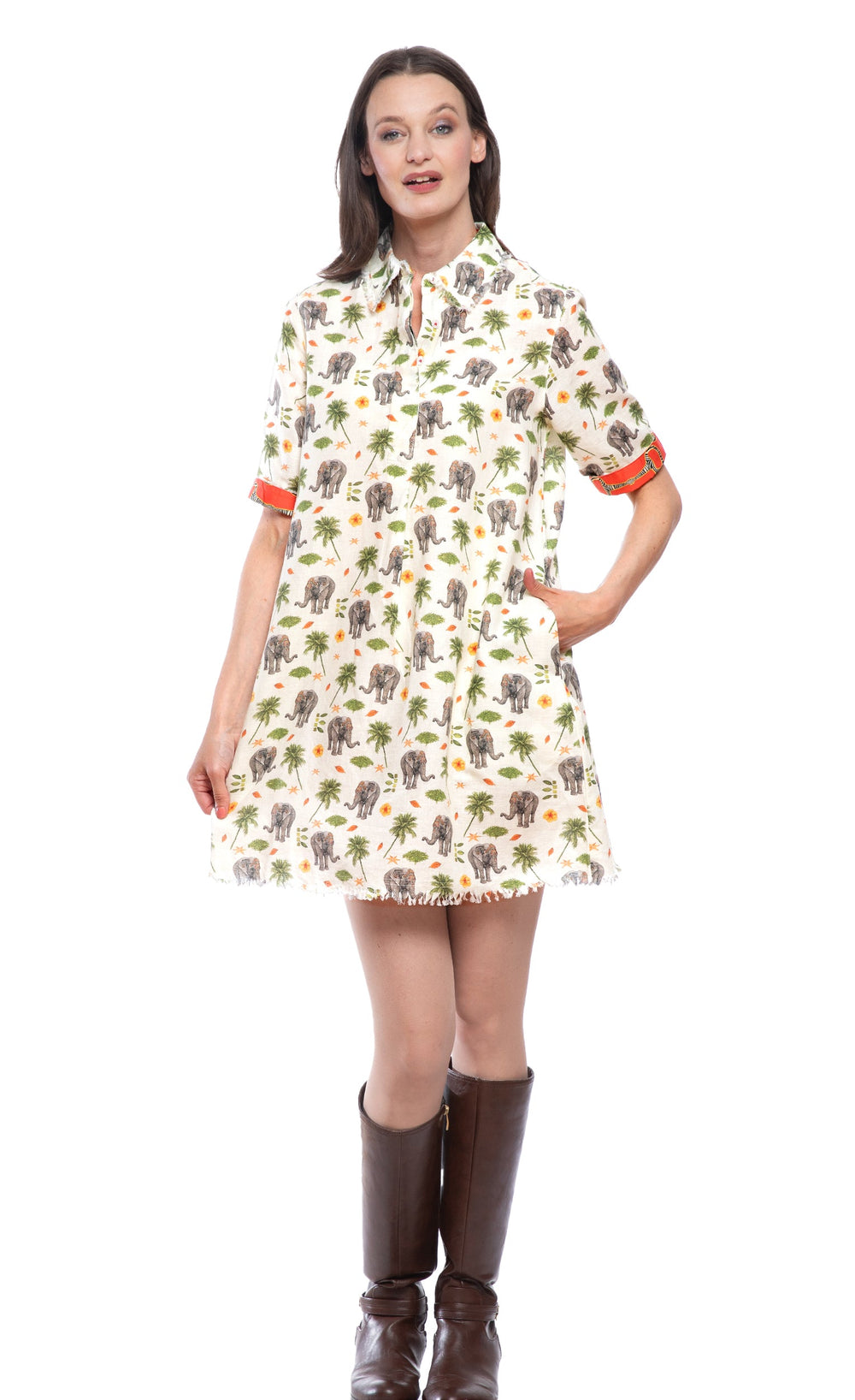 Dizzy-Lizzie Chatham Dress in Elephant Print available at Barbara Katz
