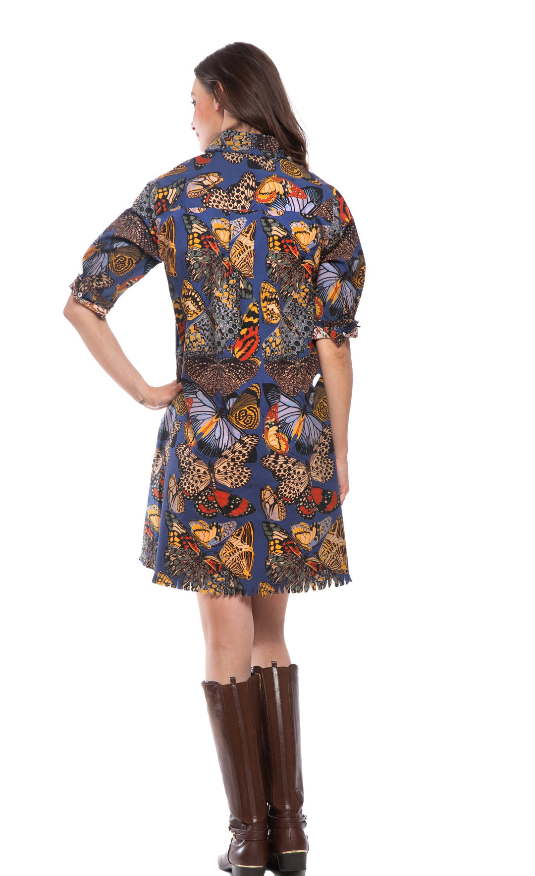 Dizzy-Lizzie Chatham Dress - Blue Butterfly Print available at Barbara Katz