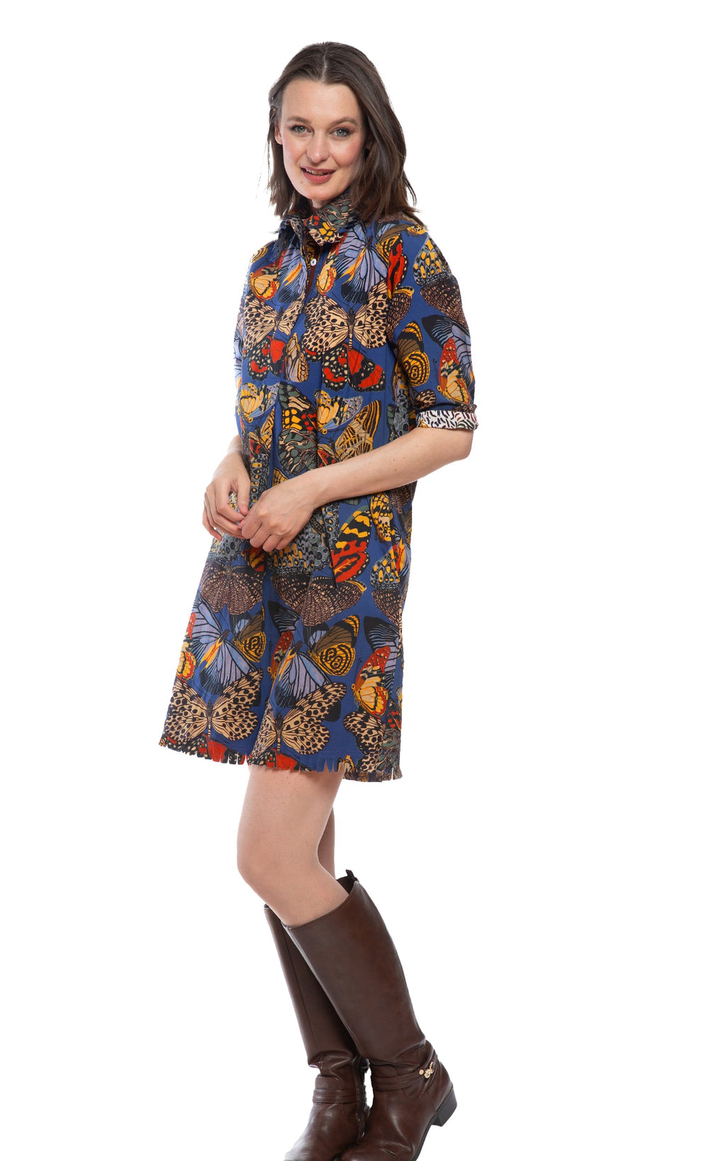Dizzy-Lizzie Chatham Dress - Blue Butterfly Print available at Barbara Katz