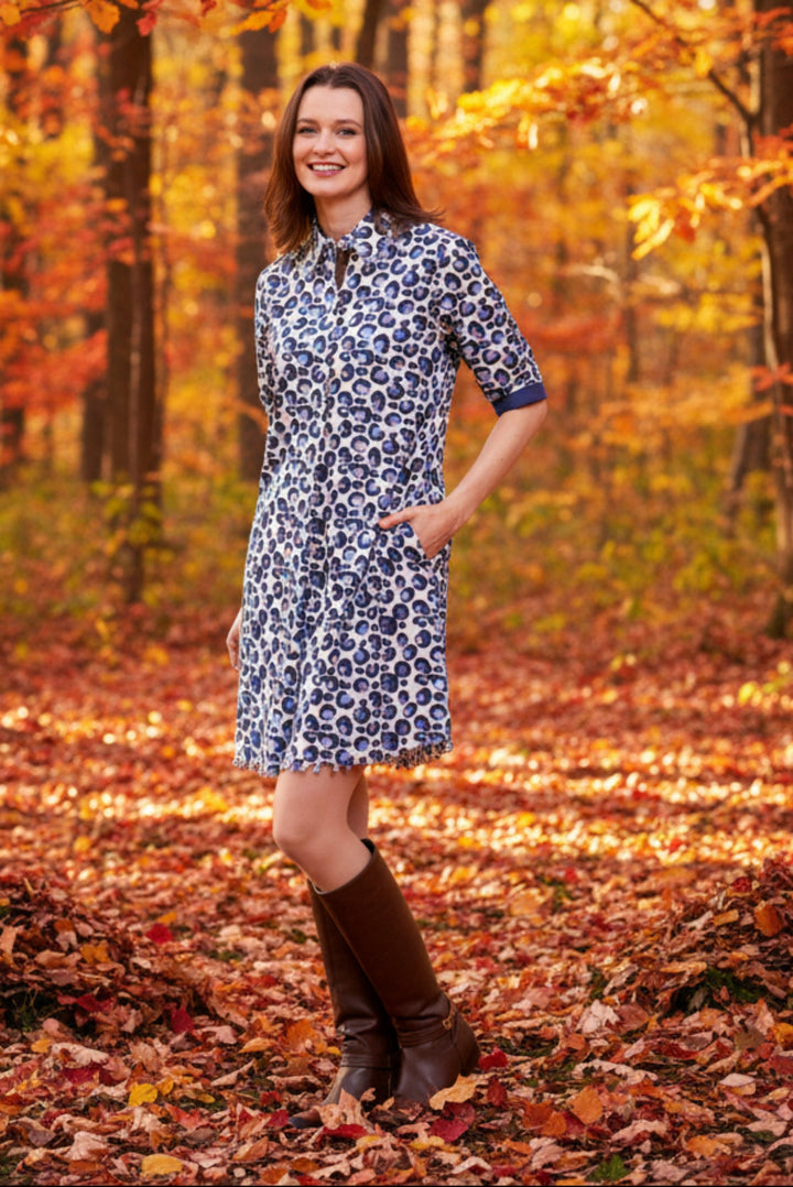 Dizzy-Lizzie Chatham Dress - Blue Bubble Print available at Barbara Katz