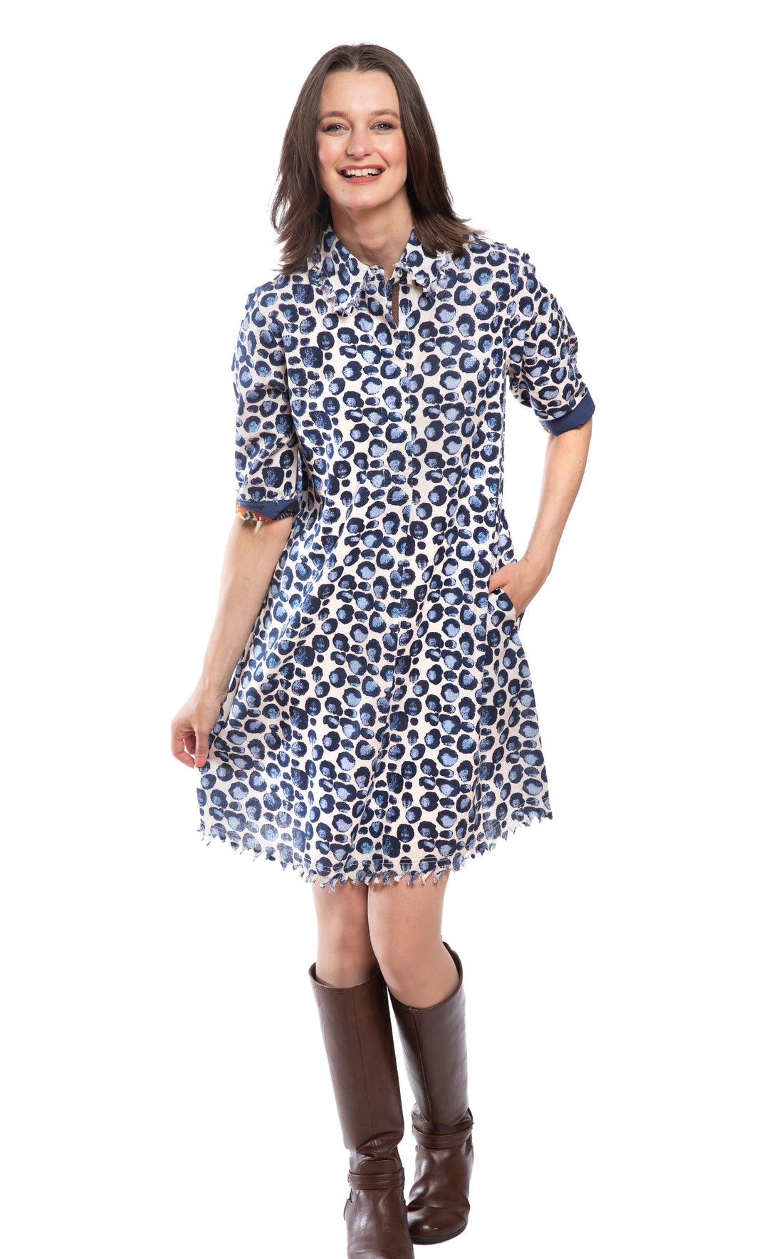 Dizzy-Lizzie Chatham Dress - Blue Bubble Print available at Barbara Katz