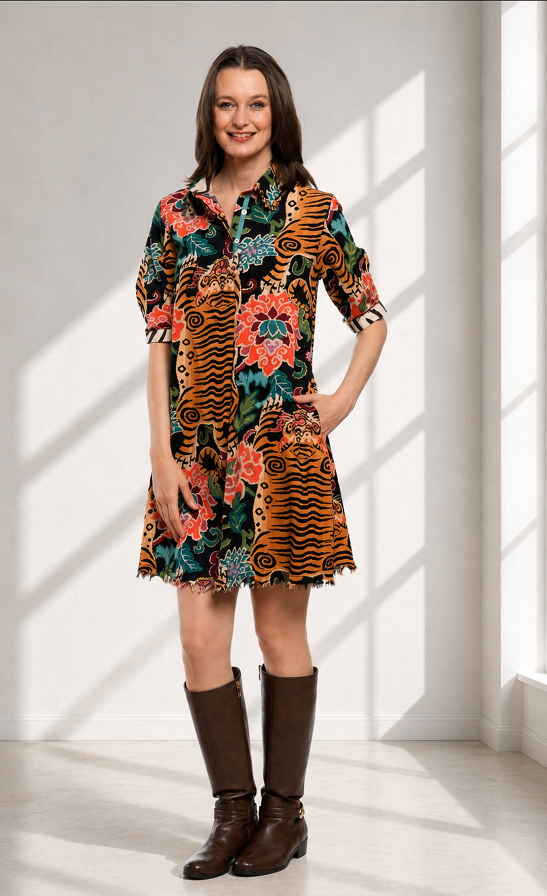 Dizzy-Lizzie Chatham Dress in Elephant Print available at Barbara Katz