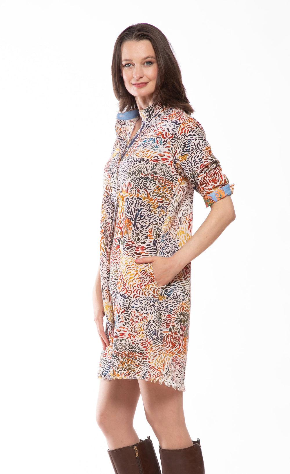Dizzy-Lizzie Chatham Dress - All Over Abstract Print available at Barbara Katz