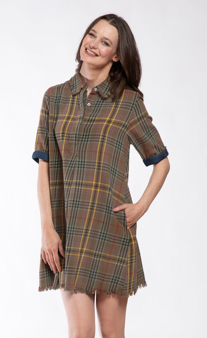 Dizzy-Lizzie Chatham Dress in Yarn-Dyed Tartan Plaid available at Barbara Katz