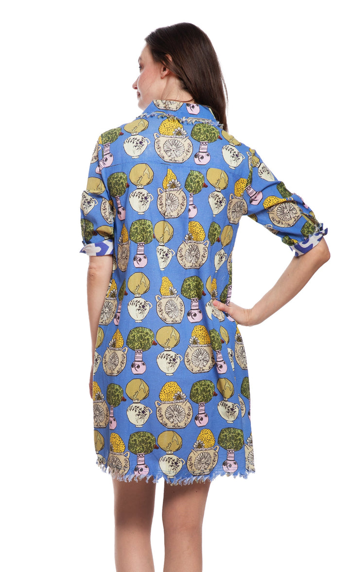 Dizzy-Lizzie Chatham Dress in Blue Pots Print available at Barbara Katz