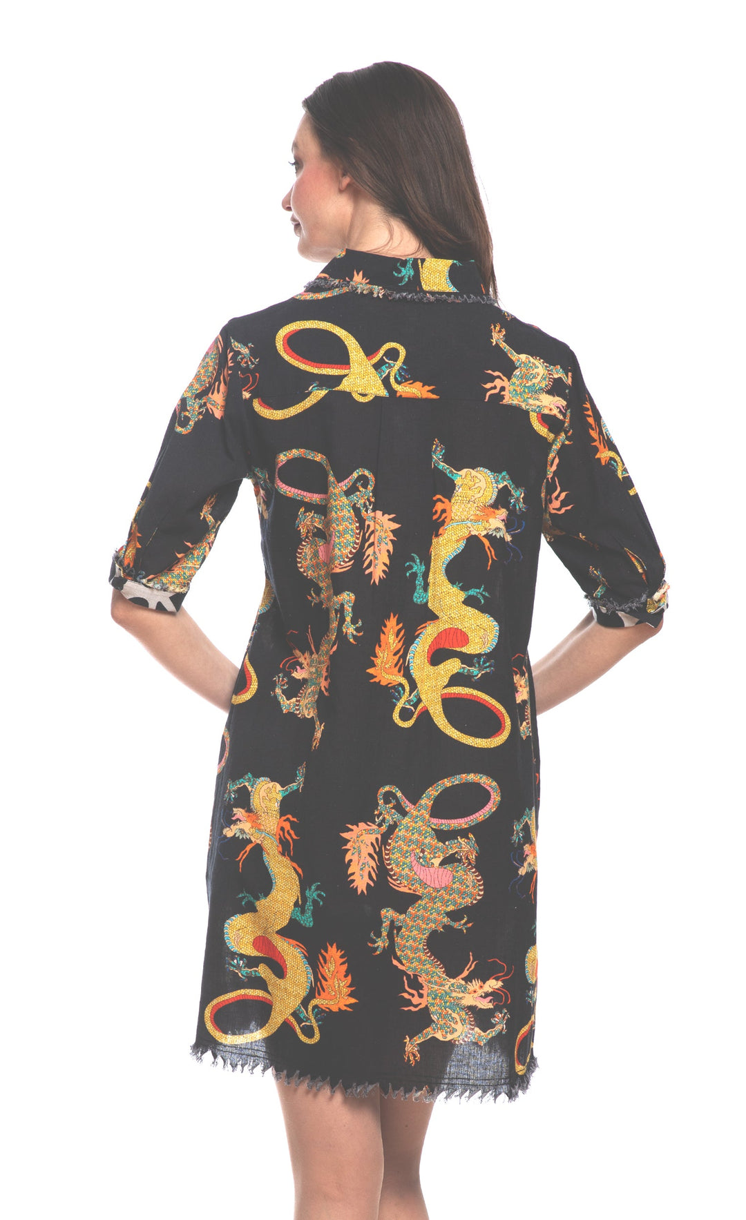 Dizzy-Lizzie Chatham Dress in Black Dragon Print available at Barbara Katz