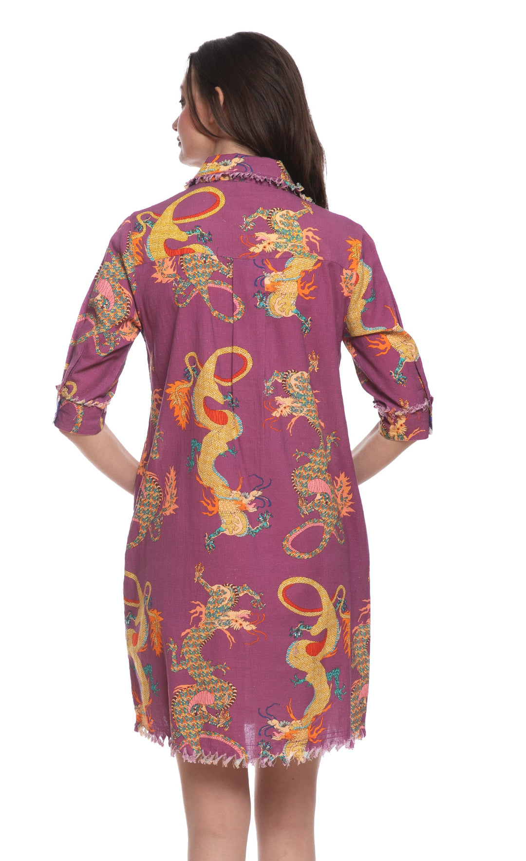 Dizzy-Lizzie Chatham Dress in Violet Dragon Print available at Barbara Katz
