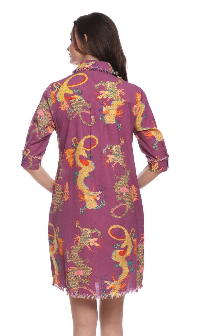 Dizzy-Lizzie Chatham Dress in Violet Dragon Print available at Barbara Katz
