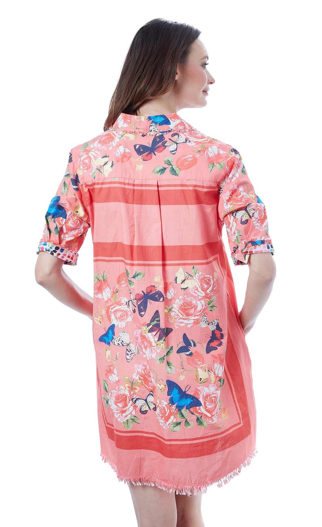 Dizzy-Lizzie Chatham Dress - Pink With Butterflies Print available at Barbara Katz