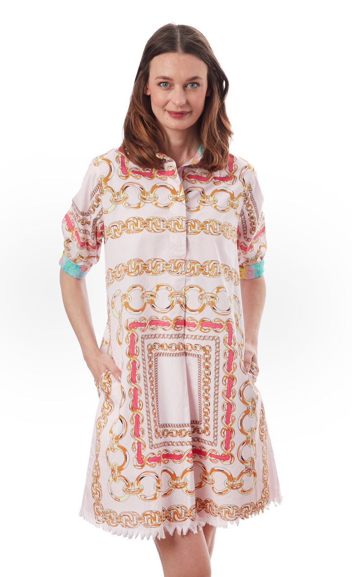 Dizzy-Lizzie Chatham Dress - Pink Links Print available at Barbara Katz