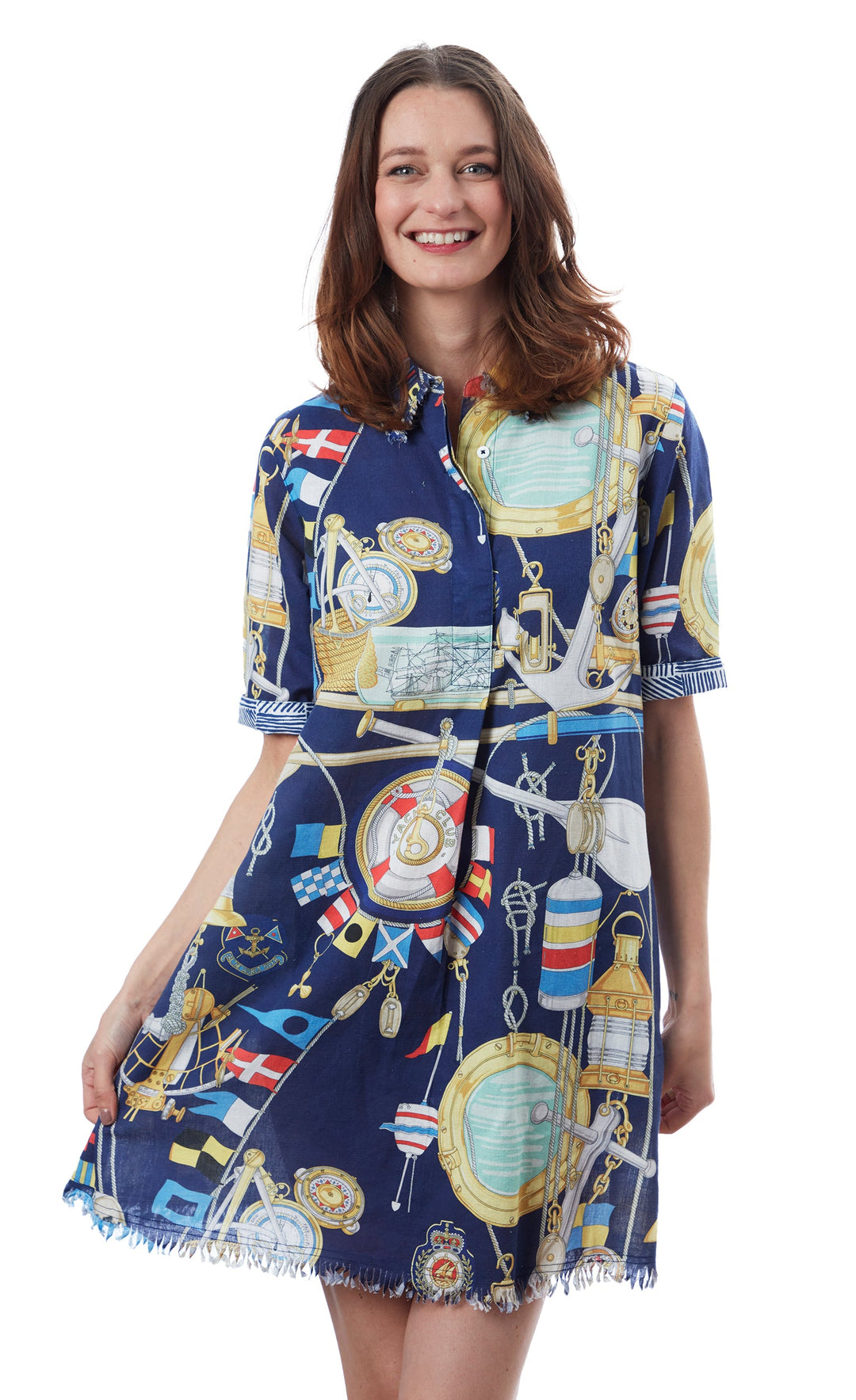 Dizzy-Lizzie Chatham Dress - Navy Ground Nautical available at Barbara Katz