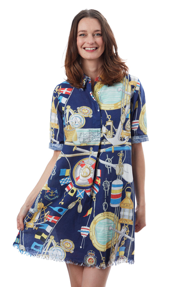 Dizzy-Lizzie Chatham Dress - Navy Ground Nautical available at Barbara Katz