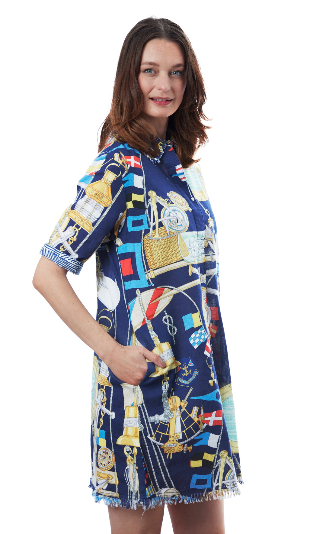 Dizzy-Lizzie Chatham Dress - Navy Ground Nautical available at Barbara Katz