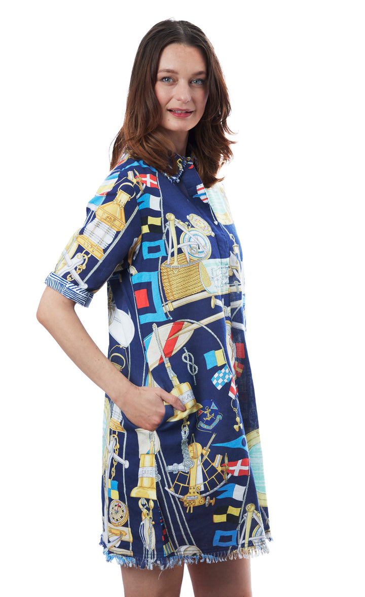 Dizzy-Lizzie Chatham Dress - Navy Ground Nautical available at Barbara Katz
