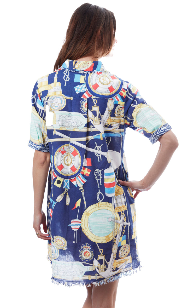 Dizzy-Lizzie Chatham Dress - Navy Ground Nautical available at Barbara Katz