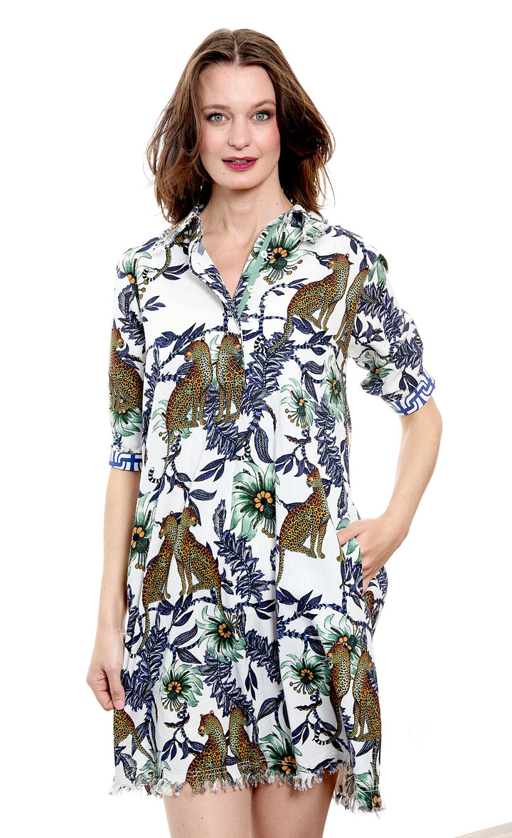 Dizzy-Lizzie Chatham Dress in Cheetahs & Flowers Print available at Barbara Katz