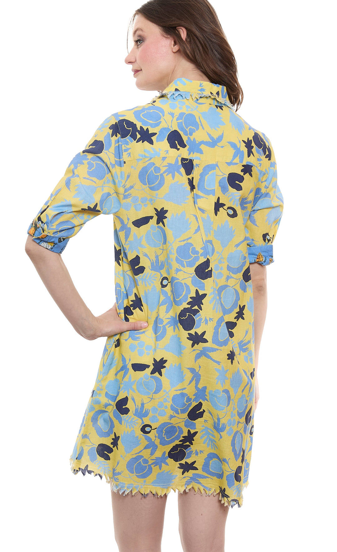 Dizzy-Lizzie Chatham Dress - Yellow Blue Floral available at Barbara Katz