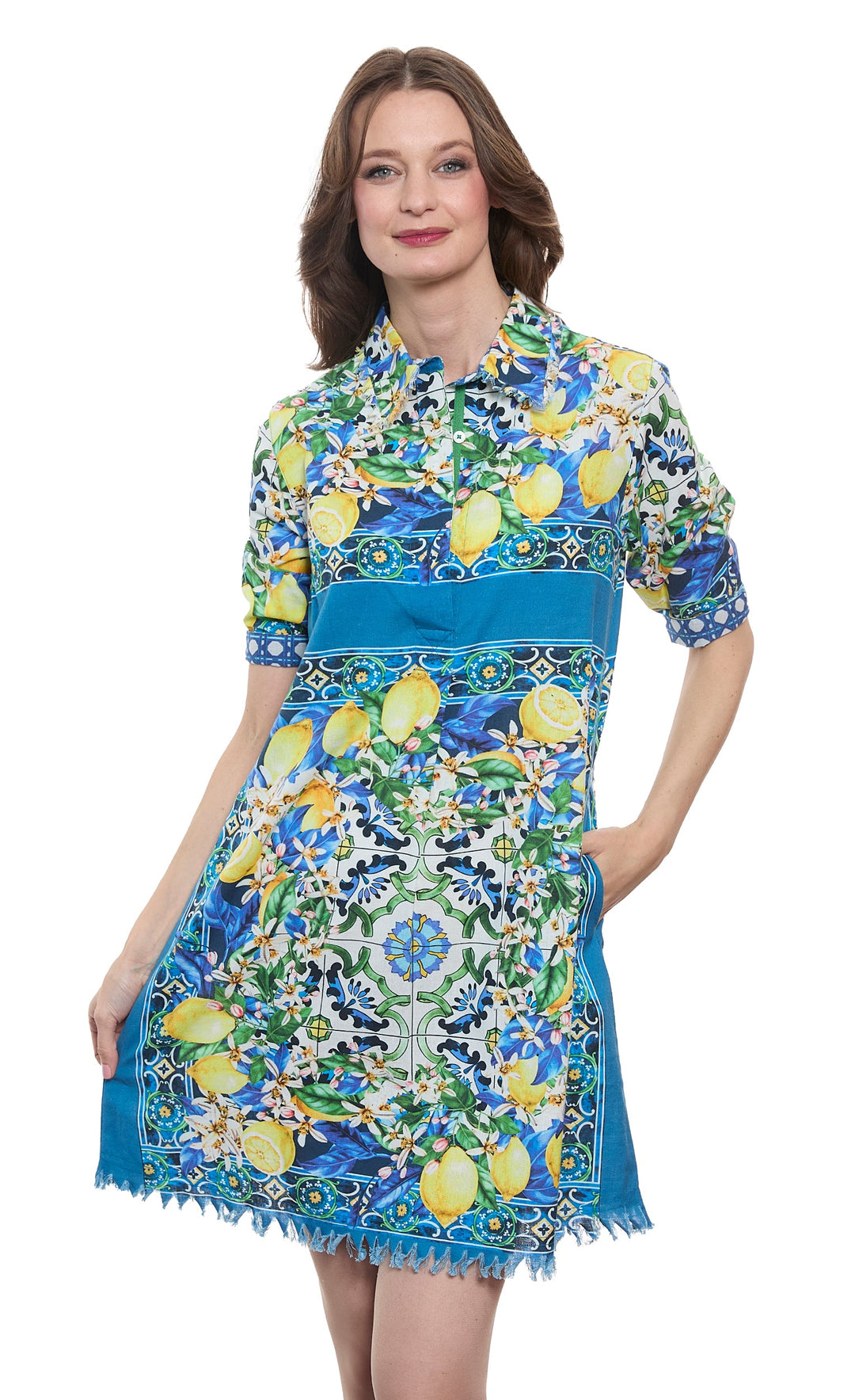 Dizzy-Lizzie Chatham Dress in Lemons Print available at Barbara Katz