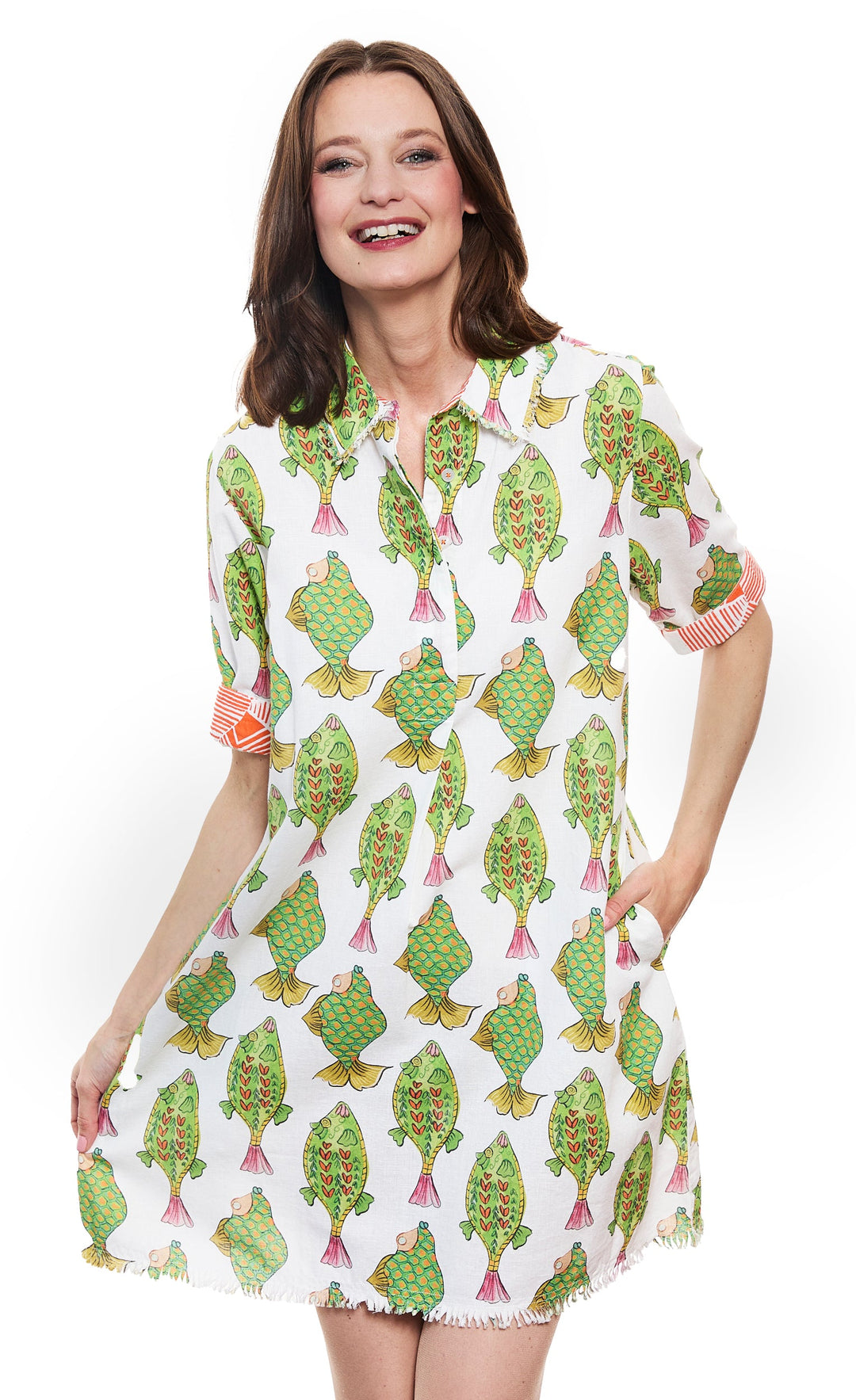 Dizzy-Lizzie Chatham Dress in Fishes Print available at Barbara Katz