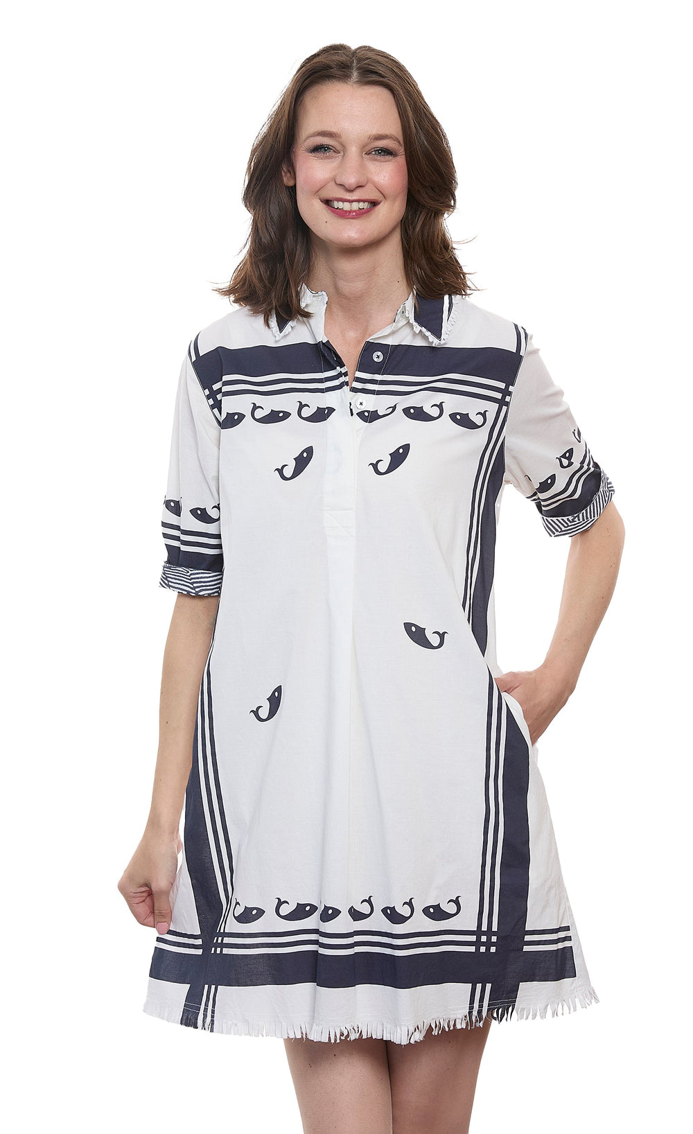 Dizzy-Lizzie Chatham Dress - Whales Print available at Barbara Katz