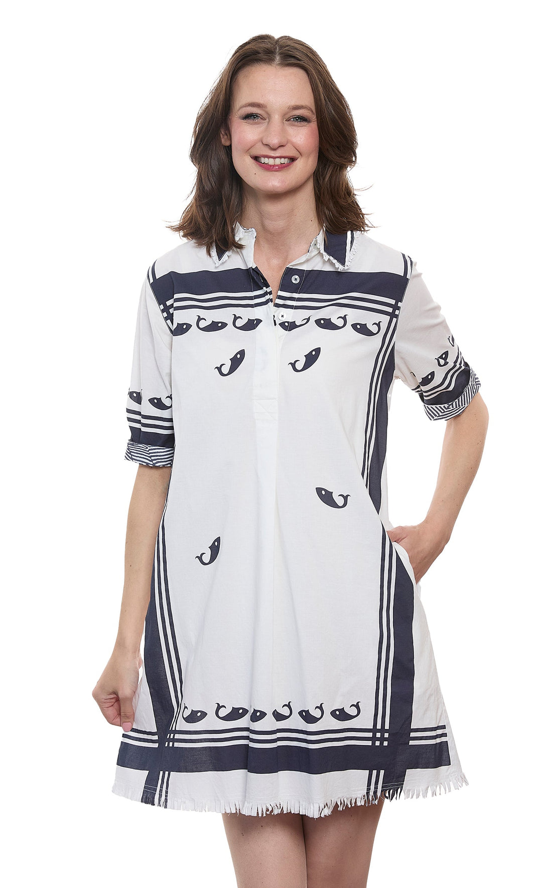 Dizzy-Lizzie Chatham Dress - Whales Print available at Barbara Katz
