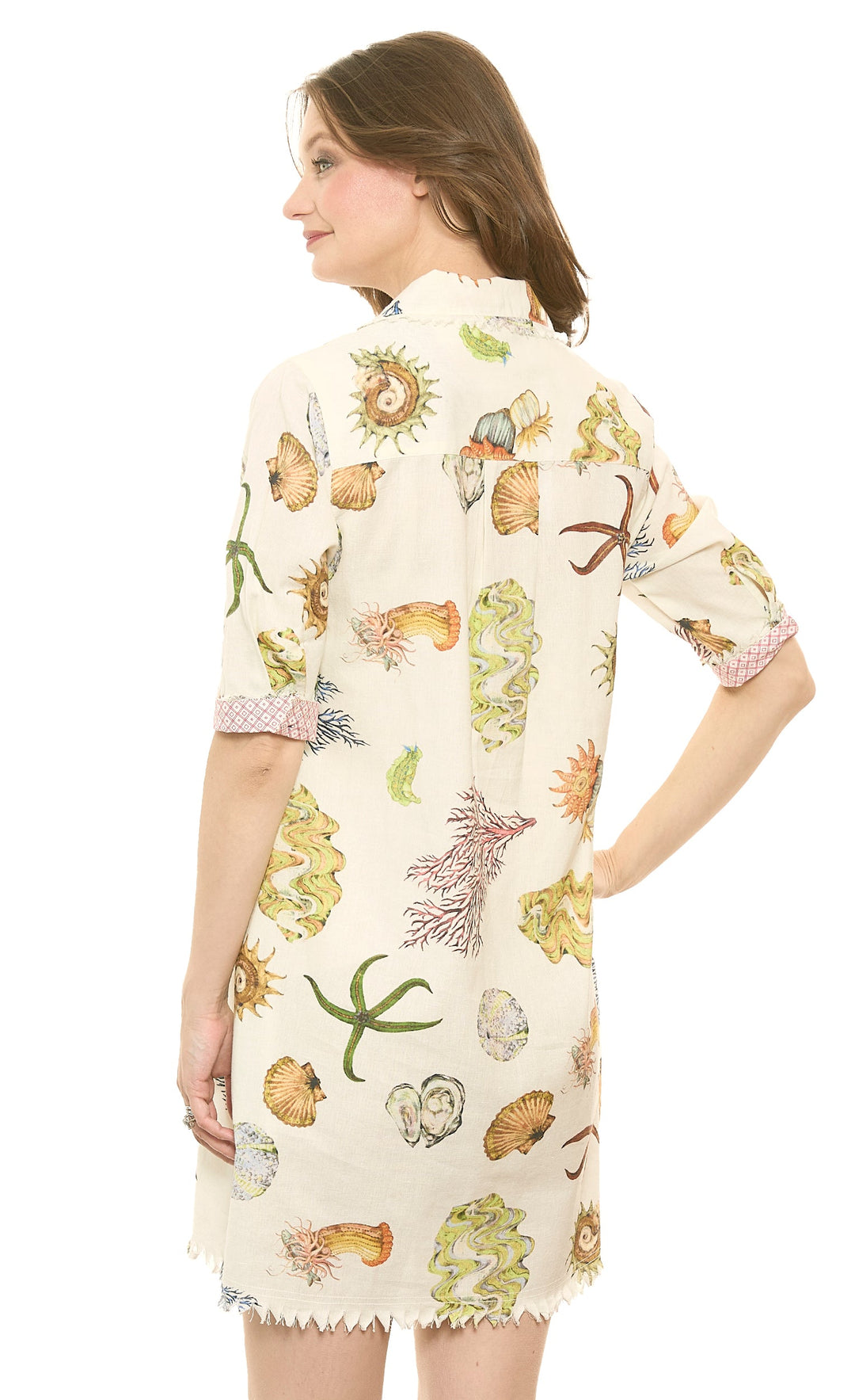 Dizzy-Lizzie Chatham Dress in Ivory Seashell Print available at Barbara Katz