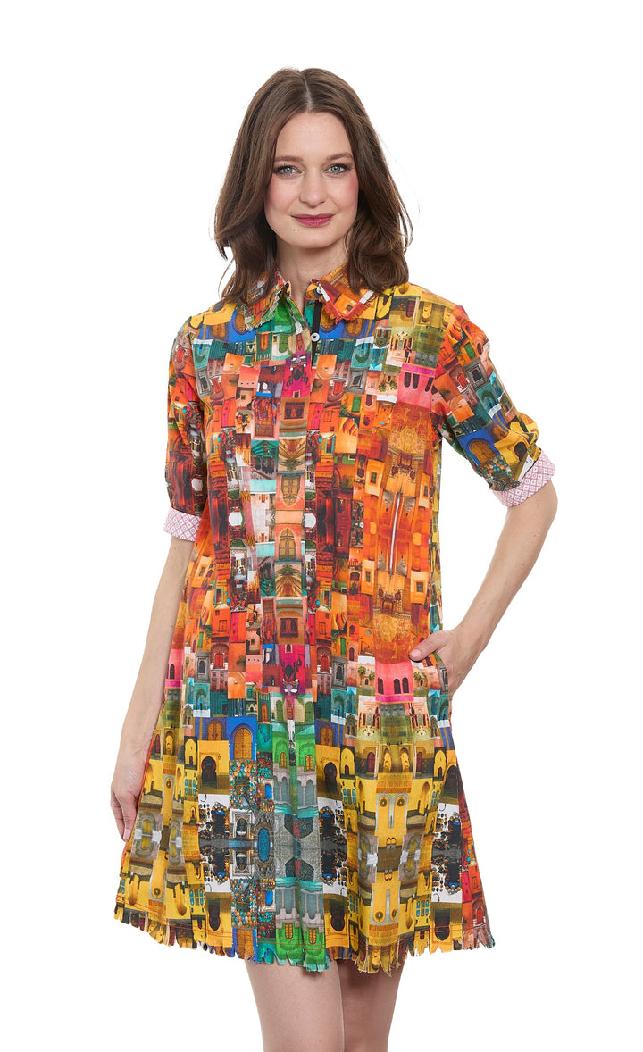 Dizzy-Lizzie Chatham Dress in Multi Doors Print available at Barbara Katz