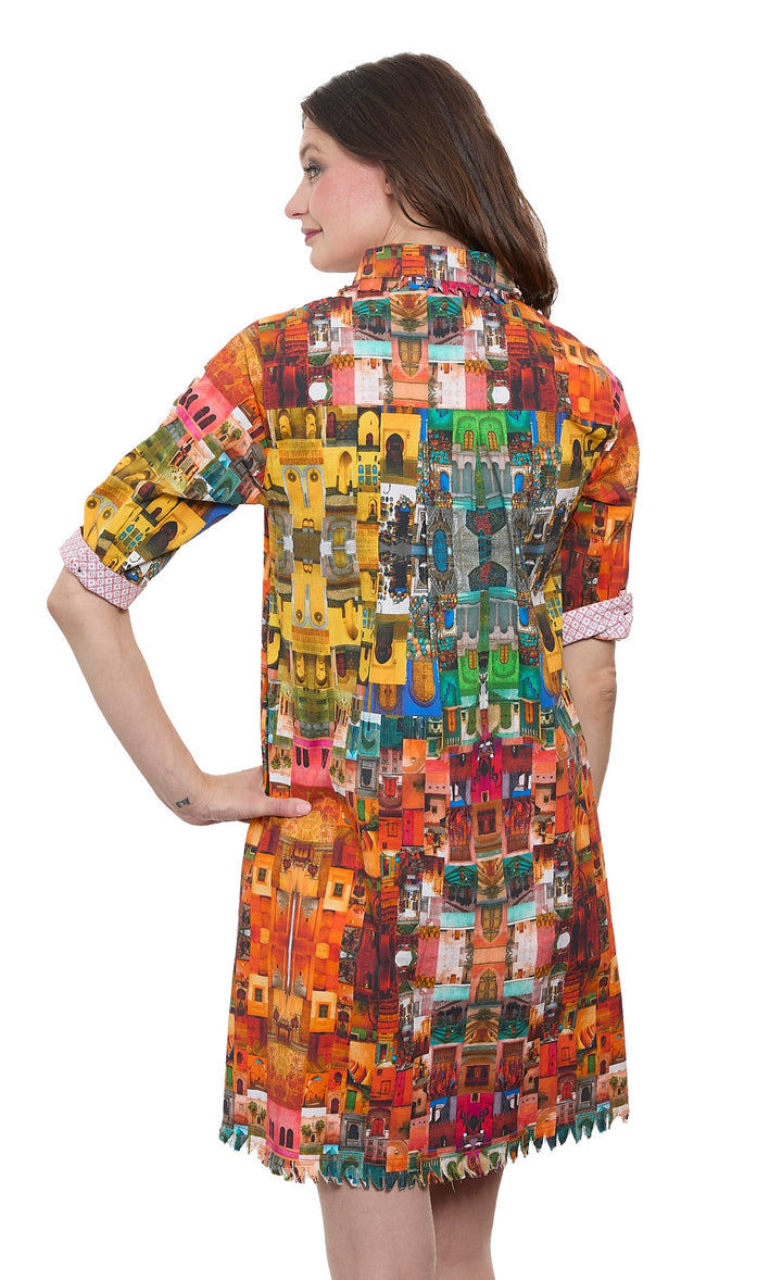 Dizzy-Lizzie Chatham Dress in Multi Doors Print available at Barbara Katz