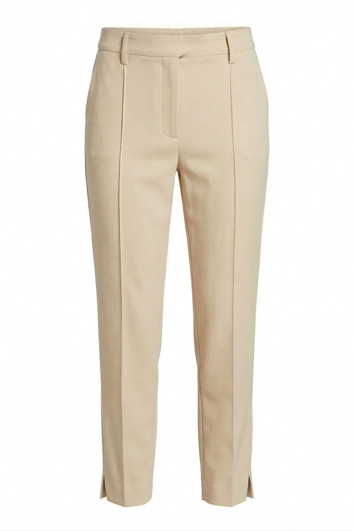 Adroit Atelier Bruce Slim Stretch Ankle Length Pant With Side Slit in Sand available at Barbara Katz