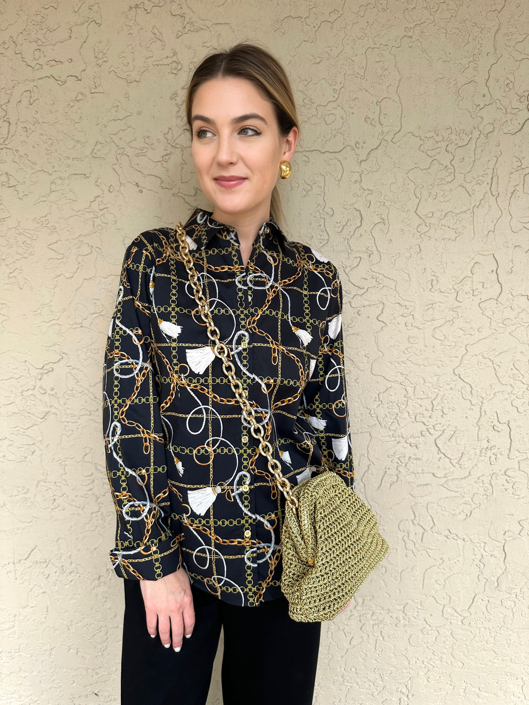 Hinson Wu Diane Shirt Chain Motif - Black