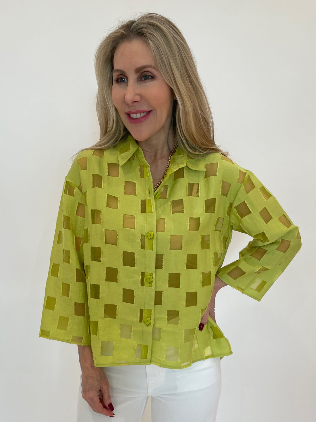 LIV by Habitat Alina Outside The Box Tunic in Lime available at Barbara Katz
